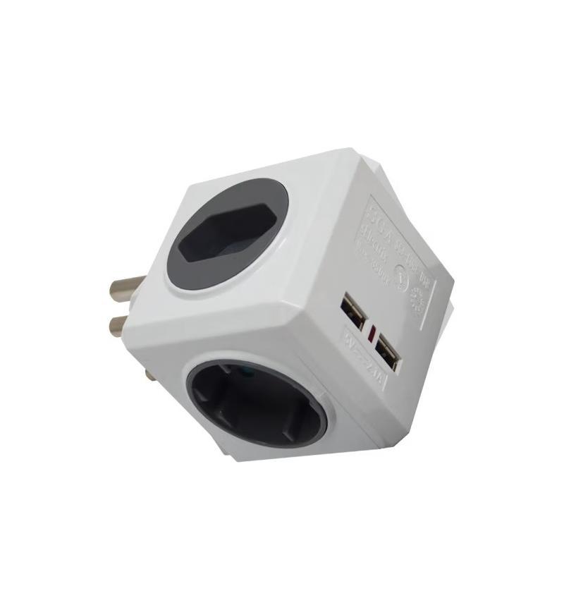 GREY MULTI SOCKET CUBE WITH USB