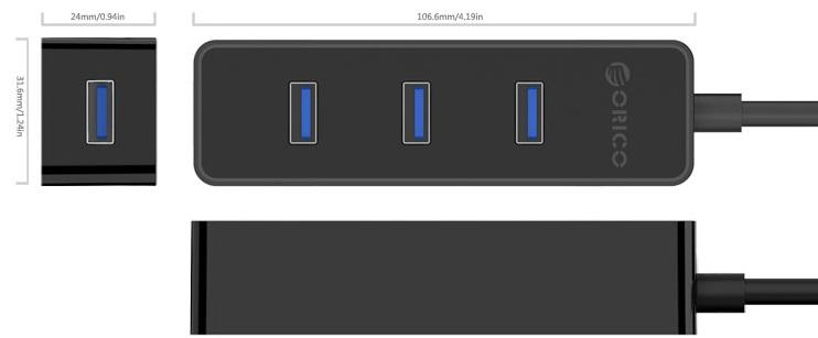 ORICO 4 PORT USB3.0 HUB BLK