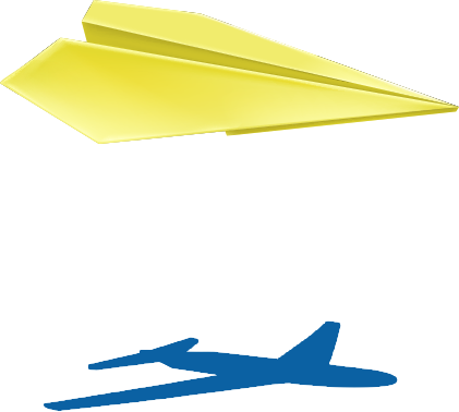 Paper plane with an airplane shadow