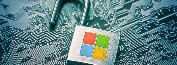 Unlocked lock with Microsoft logo